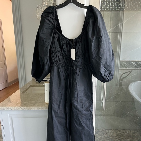 ULLA JOHNSON Amalie Balloon-Sleeve Jumpsuit: Black - Picture 5 of 10